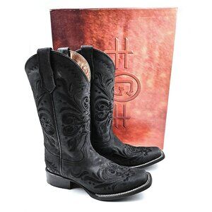 Circle G by Corral L5464 Women’s Embroidery Black Leather Square Toe Boots